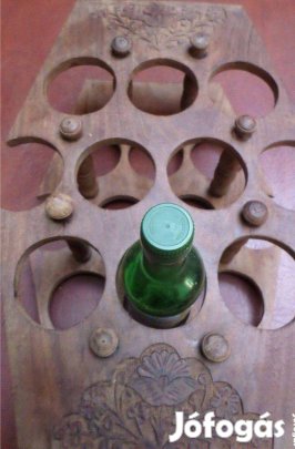 Bortartó palack tartó faragott rózsafa