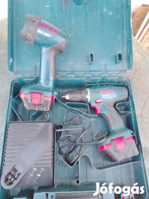 Bosch akkumulátoros 12V LED lámpa + Fúró + Töltő 