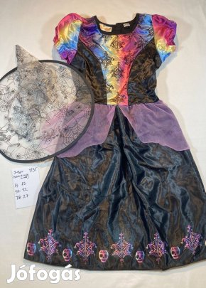 Boszorkány jelmez, lány halloween jelmez 7-9 év M35