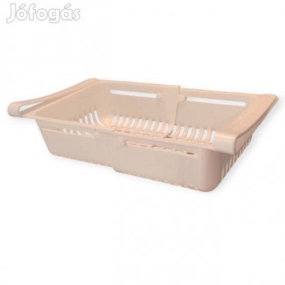 Bővíthető fehér műanyag tárolókosár hűtőszekrénybe 19,5×16×8 cm