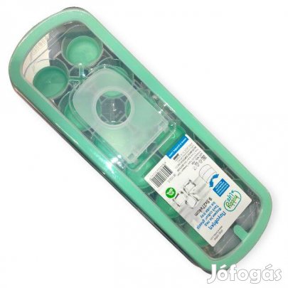 Bpa-mentes jégkockatartó fedéllel és 12 szilikon rekesszel átlátszó