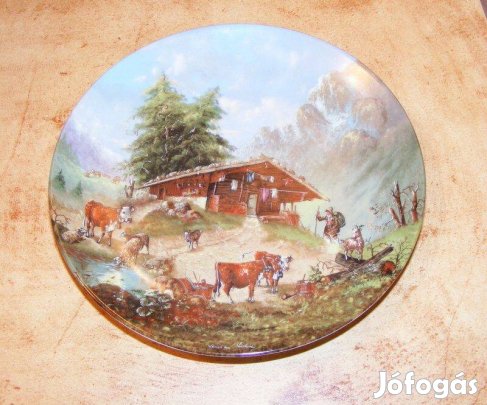 Bradex jelenetes tehenes porcelán falitányér