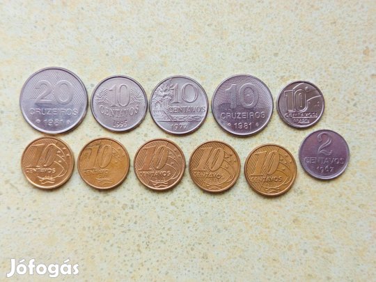 Brazília 11 db Különböző Érme 2,10,20 Centavos 1967-2013