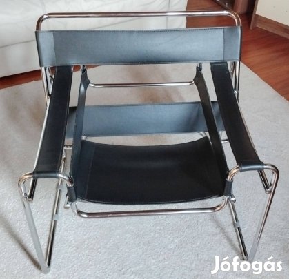 Breuer Marcel Wassily stílusú csővázas bőr fotel