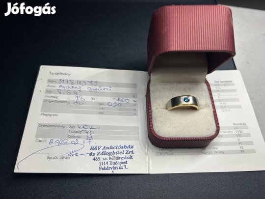 Brill gyűrű 0,2ct 18K és Platina 950
