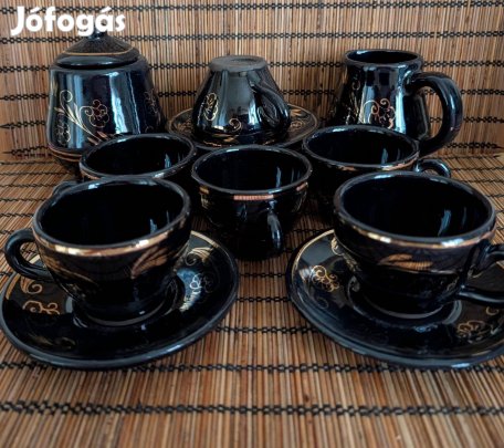 British Black Jackfield Tea - Kávé Készlet! - Viktoriánus Fekete! Új!