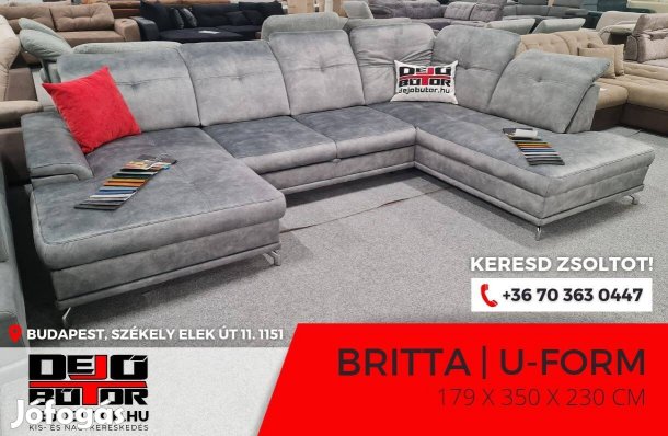Britta relax kanapé ülőgarnitúra 180x350x230 cm ágyazható ualak grey