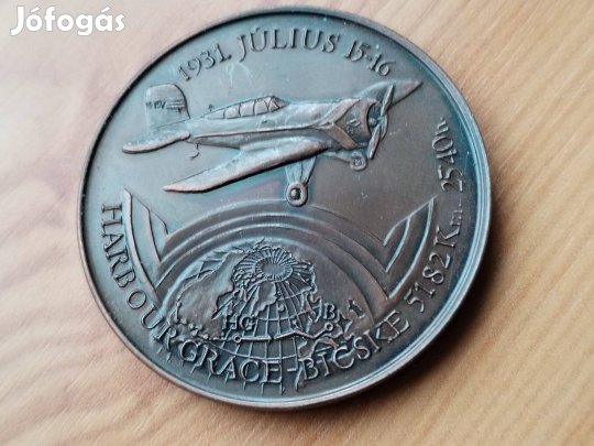 Bronz emlékérem Repülős szép db