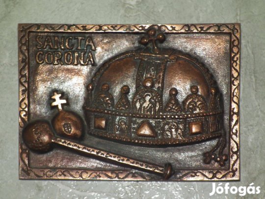 Bronz fajsúlyos Szent Korona - Sancta Corona - dísztárgy plakett