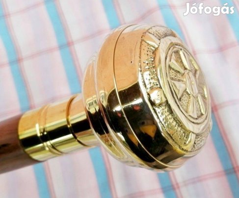 Bronz markolatos sétapálca, Hajós kormánnyal, koptatóval, hibátlan áll