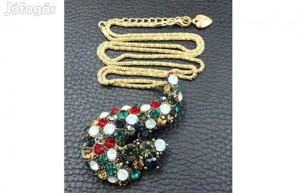 Bross, kitűző BNY08 - Antik hatású strasszköves medál nyaklánccal 40x6