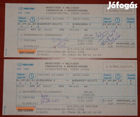 Budapest Csíkszereda retúr vonatjegy