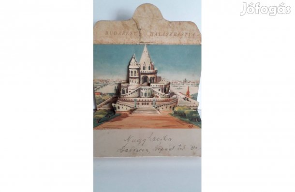 Budapest Halászbástya kihajtható 3D retro térhatású képeslap