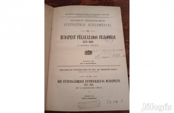 Budapest félszázados fejlődése 1873-1923 ,Statisztikai Közleménye 53