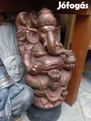 Buddha Ganésa Bronz ozott 65cm Nagy kő kerti szobor Fagyálló műkő