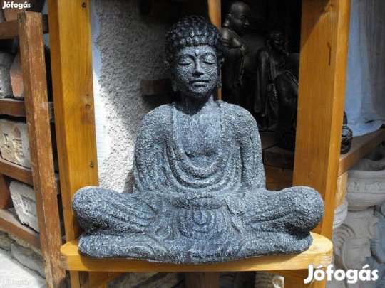 Buddha kő szobor Antracit szürke 60cm minimál kerti dísz Fagyálló műkő