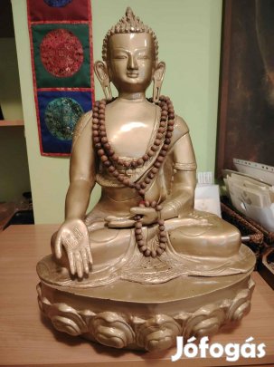 Buddha szobor, 16kg bronz, arany színű
