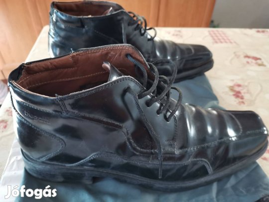 Bugatti magasszárú fényezett fekete bőrcipő eladó