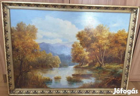 Bujdosó Lajos: Őszi táj c. olajfestmény - 50×70