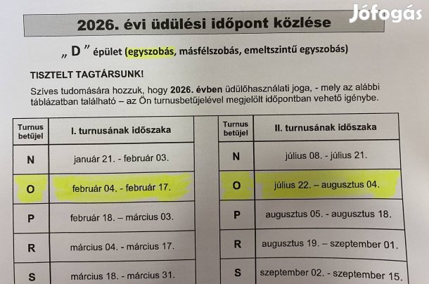 Bükfürdő üdülési jog eladó