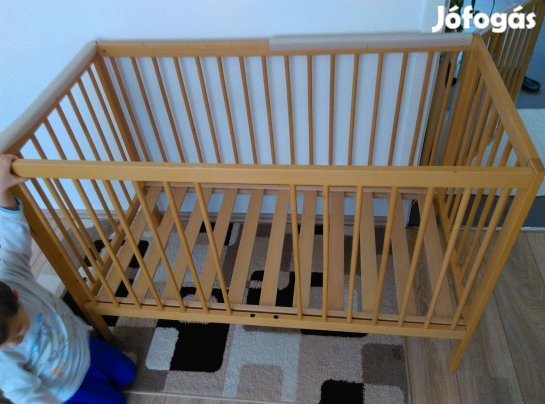 Bükk rácsos kiságy kivehető pálcával