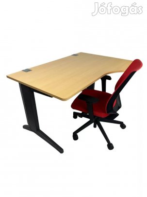 Bükk színű sarokasztal, íróasztal, Steelcase, 140x100cm - használt