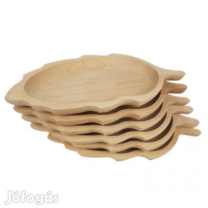 Bükkfa tányér garnitúra levél forma