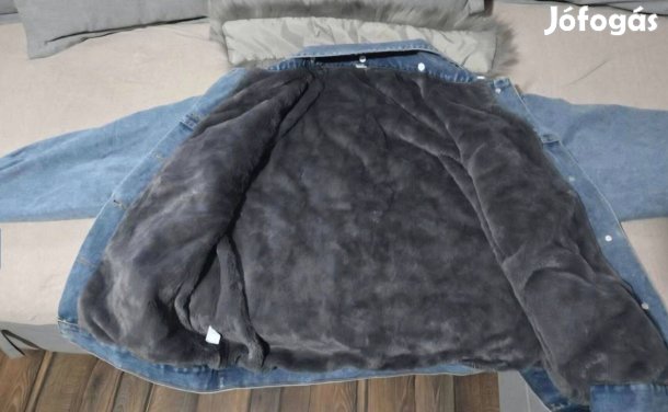 Bundás,levehetős gallérú szőrmés Új farmerkabát,M-L