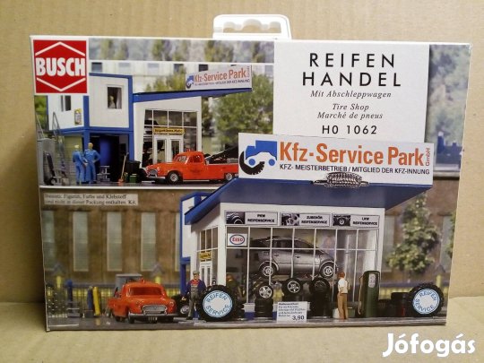Busch 1062 Gumijavító műhely épület építőkészlet H0