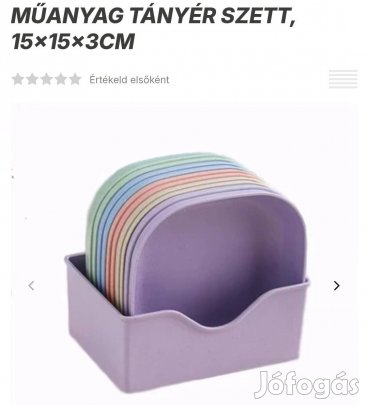 Búzaszalma műanyag tányér szett tárolóval