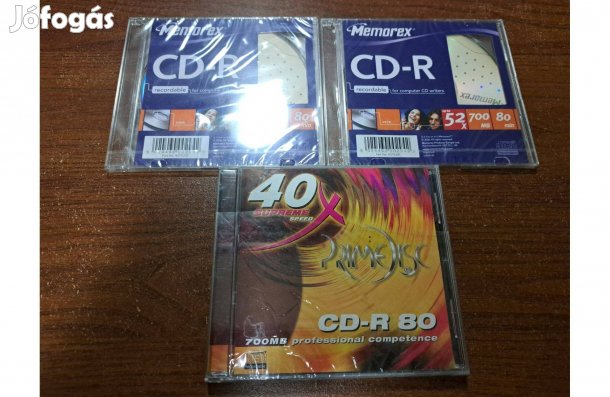 CD-R lemezek tokkal: 3 db (2× Memorex + 1× Primedisc)