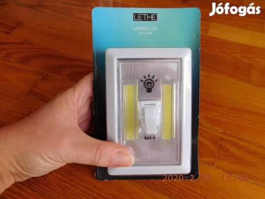 COB LED-es lámpa, kapcsolóval mágnessel, tépőzárral, felfúrható, új!