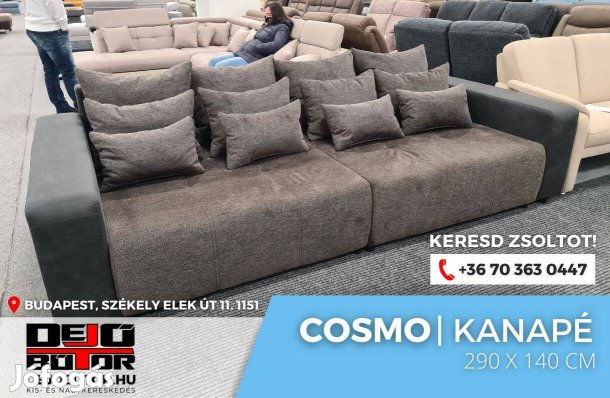 COSMO L kanapé ülőgarnitúra 140x290 cm ágyazható grafit fekete