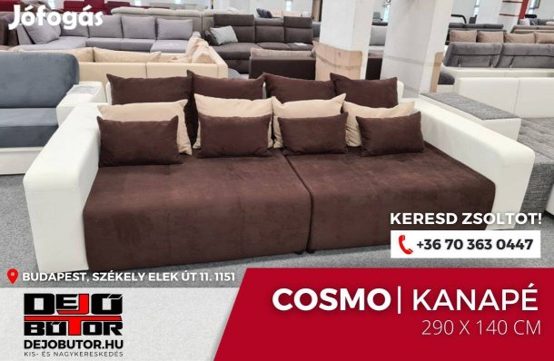 COSMO L kanapé ülőgarnitúra 140x290 cm ágyazható selyem fehér barna