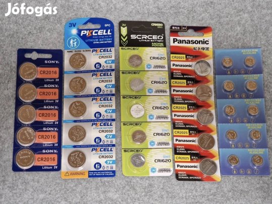 CR2016 CR2032 CR1620 CR2025 LR gomb elem csomag