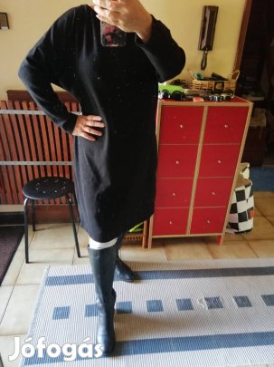 C&A XL kötött fekete pulóver ruha