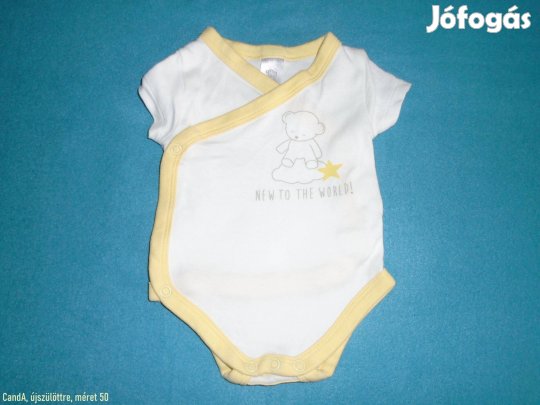 C&A átlapolós maci mintás rövid ujjú body újszülöttre (méret 50)