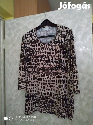 C&A barna drapp mintás 3/4-es ujjú viszkóz felső 58-as, extra nagy