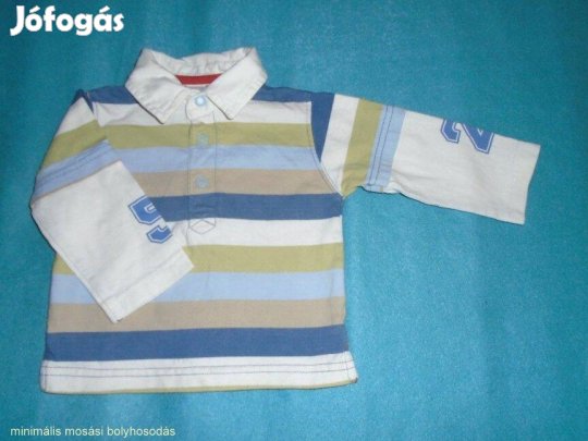 C&A csíkos galléros hosszú ujjú felső 3-6 hó (méret 68)