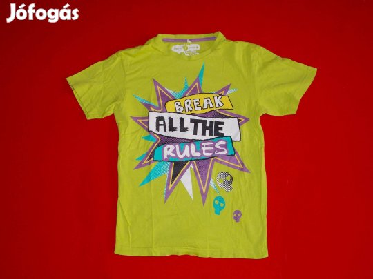 C&A feliratos, neonzöld póló 134-140-es, 9-10 évesre