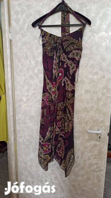 C&A lila mintás nyakba kötős aszimmetrikus aljú muszlin ruha 38-as