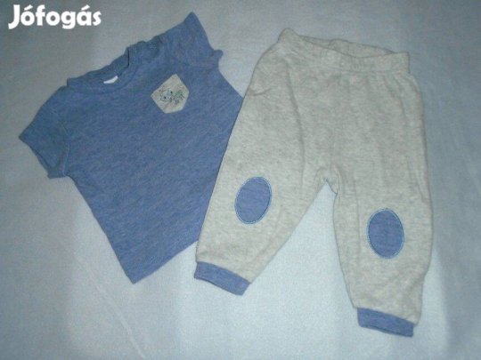 C&A szürke kék szett nadrág + póló 3-6 hó (méret 68)