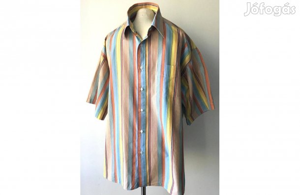 C. Comberti, rövid ujjú, csíkos ing - 3XL-es (144 cm mellbőség)