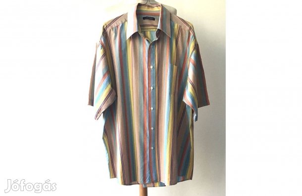 C. Comberti, rövid ujjú, csíkos ing - 3XL-es (144 cm mellbőség)