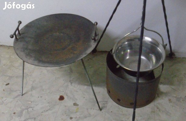 Camping grill együtt: tárcsa, bogrács, állvány, tűztér