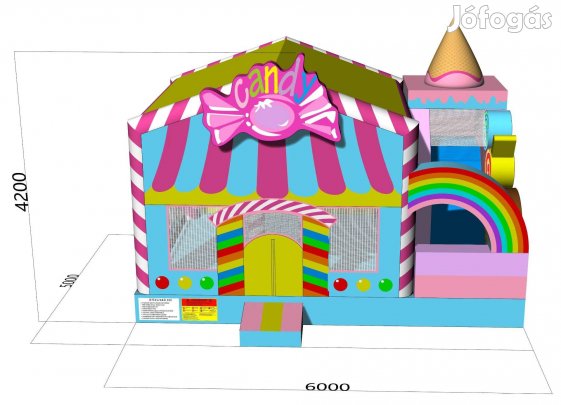 Candy Land Cukorkás csúszdás fedett ugrálóvár