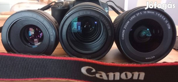 Canon 250D fényképezőgép objektívekkel