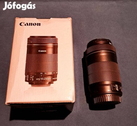 Canon 55 250 STM objektív, kicsit sérült. Szállítás egyeztetés után!