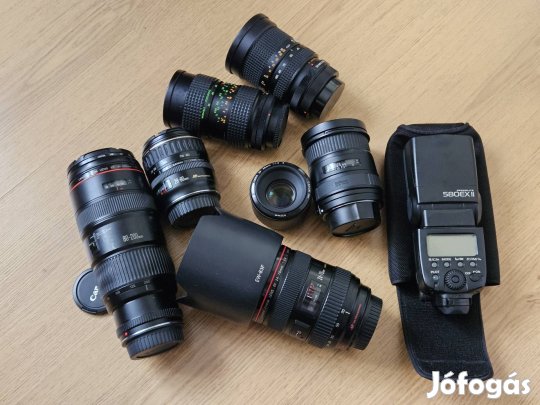 Canon EF es FD objektív + vaku eladó