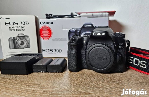 Canon EOS 70D váz, Karcmentes, 24 383 expo, 2 akku, üvegfóliás kijelző